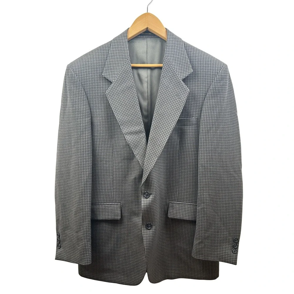 Givenchy Monsieur Blazer Mens 39R Gray Houndstooth USA‎ Made Timeless Vintage